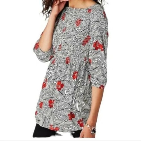 Blouse Paysanne J. Jill Taille S - Imprimé Floral Bleu - Parfait état Occasion